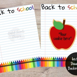 Back to School Cookie Backer Card / Teacher Appreciation / School / Printable Treat Backer Card / Crayon / Instant Download