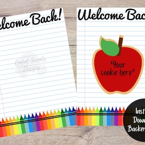 Welcome Back Cookie Backer Card / Teacher Appreciation / School / Printable Treat Backer Card / Back to School / Crayon / Instant Download