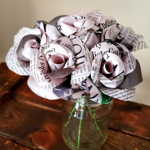 Small Newspaper Roses, small newsprint flowers