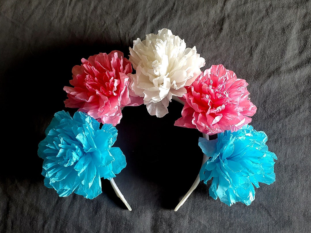 Trans Color Paper Chain Trans Pride Peony Crown, Trans Pride Flower Crown, Trans Pride Floral ...