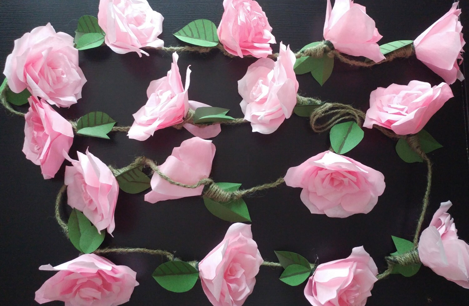 Large Rose Garland Large Paper Flower Garland Pink Roses Etsy