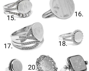 Sterling Silver Monogram Ring / Custom Monogram Ring / Initial Ring / Engraved Initial ring / Anniversary Ring / Personalized Ring Gift