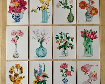 BOUQUETS - 12 postcards - postal cards - flowers - flowers