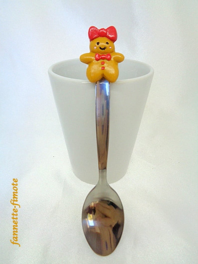 handmade Spoon stainless steel Madame gingerbread polymer clay