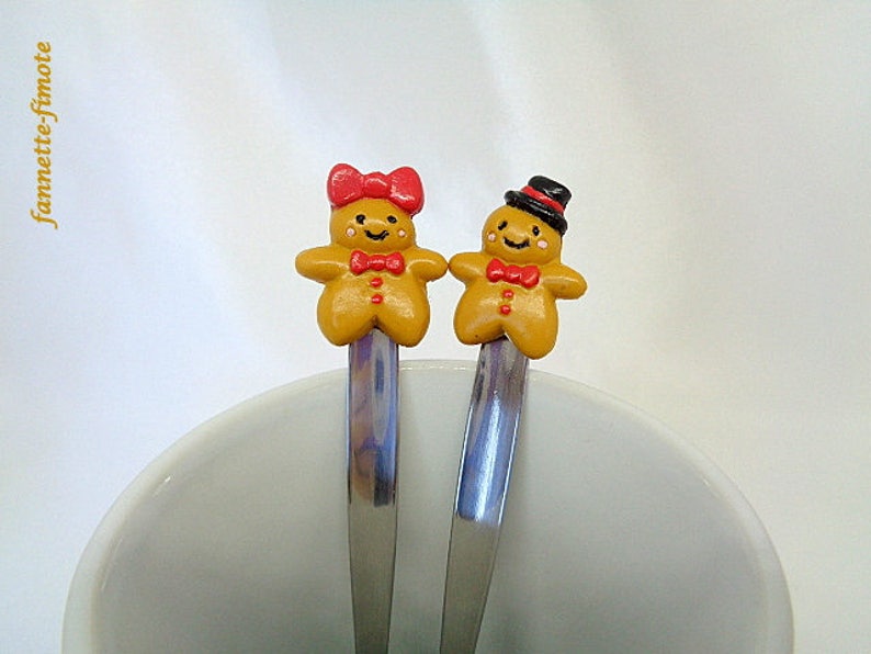 handmade Spoon stainless steel Madame gingerbread polymer clay