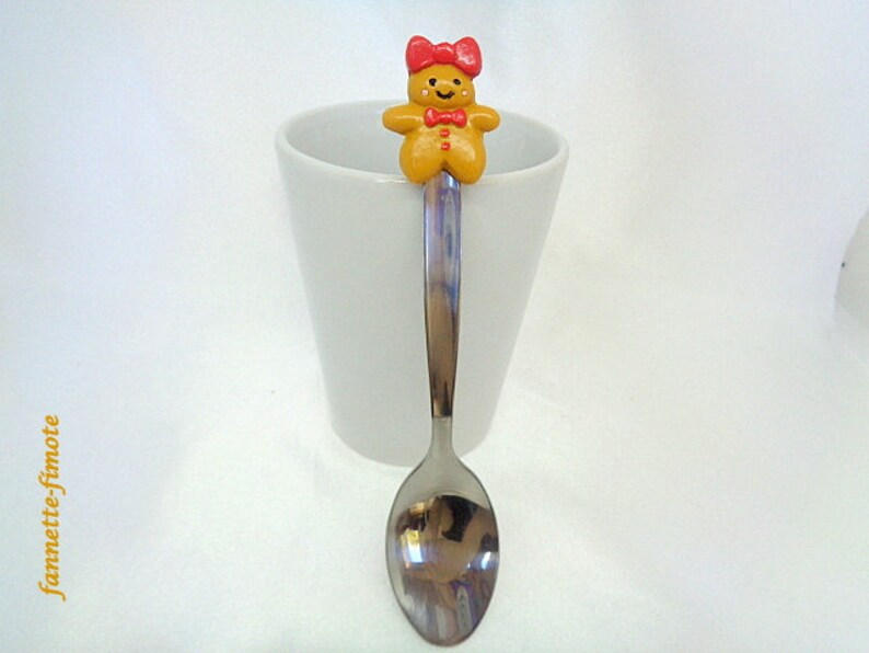 handmade Spoon stainless steel Madame gingerbread polymer clay