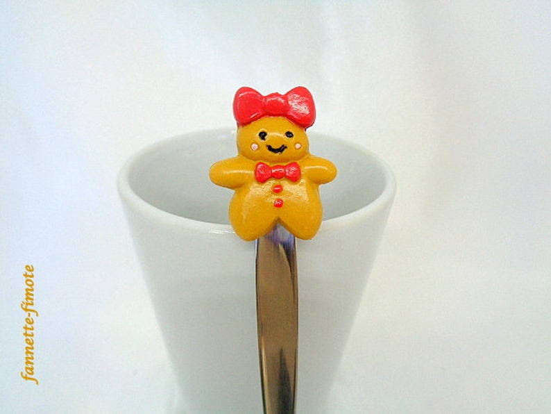 handmade Spoon stainless steel Madame gingerbread polymer clay