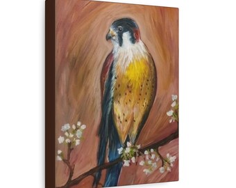 Colorful Finch Illustration Matte Canvas