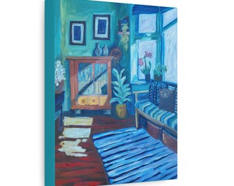 Cozy Blue Interior Painting Canvas