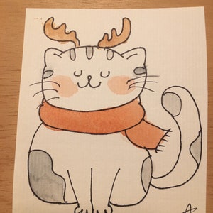 Katzen-Reh mit Schal | ein Originalgemälde