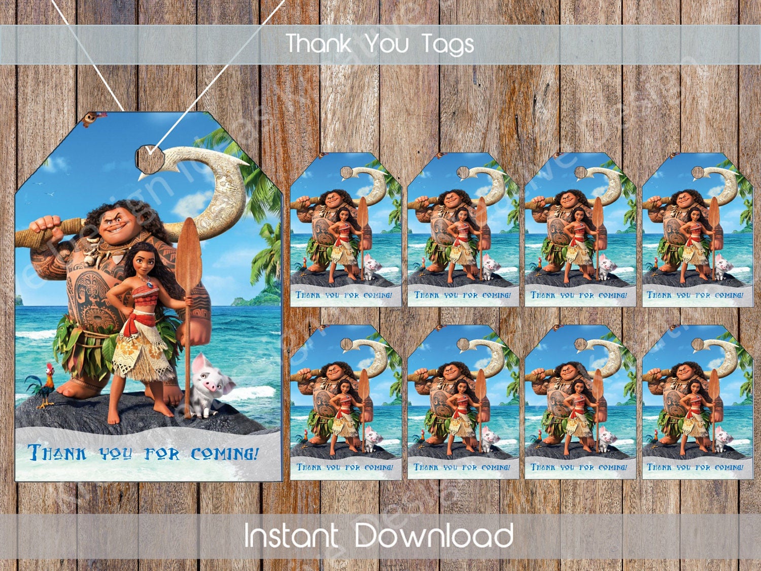 Moana Thank You Tags Moana Gift Tags Moana Tags Moana Birthday | Etsy