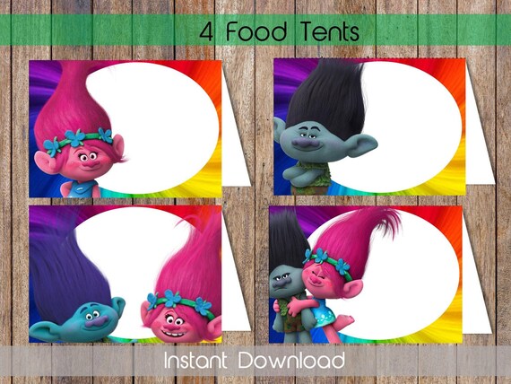 trolls food labels trolls food tent labels trolls candy labels etsy