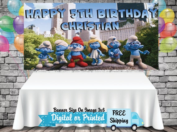 Personalized//Customized The Smurfs Name Poster Wall Art Decoration Banner