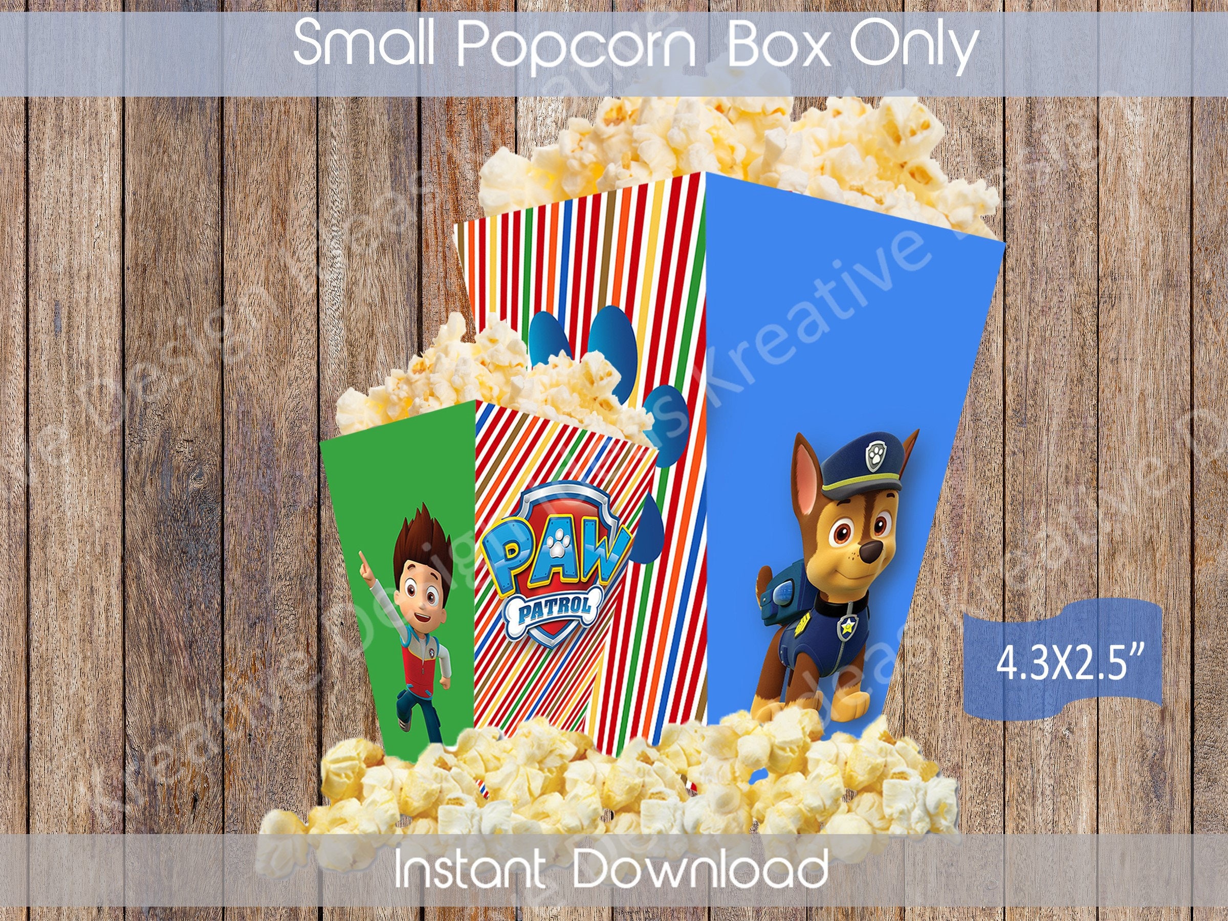 Paw Patrol Small Popcorn Box Printable Paw Patrol Popcorn Box | Etsy