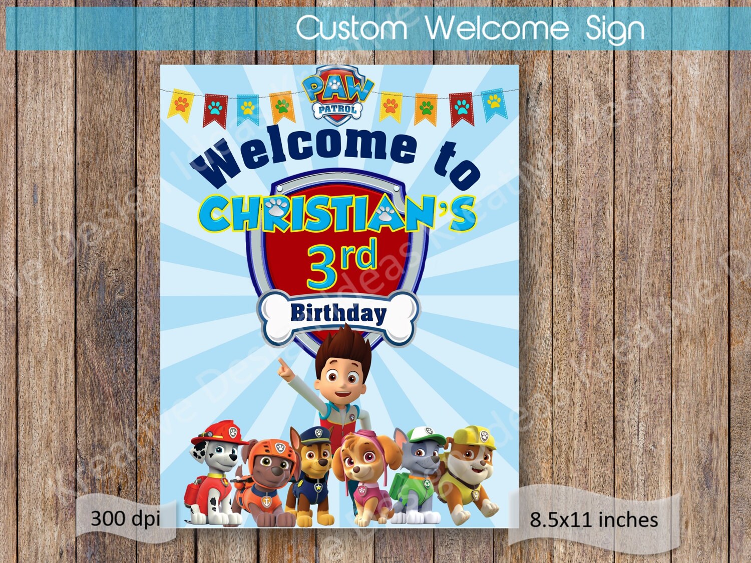 Paw Patrol Welcome Sign Paw Patrol Name Birthday Welcome Sign | Etsy