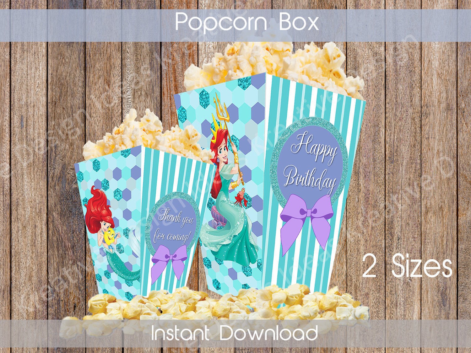 The Little Mermaid Big Popcorn Box Printable The Little Etsy