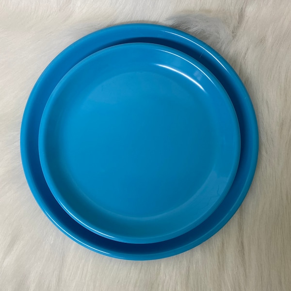 David Paul Turquoise Blue Melamine Melmac Plate Set of 8