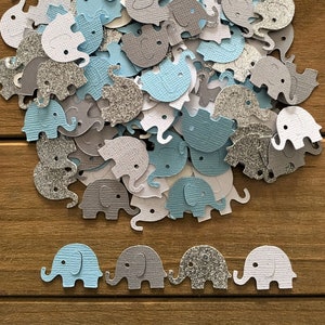 Blue and Gray Elephant Confetti, Elephant die cut, It's a Boy, elephant decoration, elephant baby shower, baby shower confetti, boy image 1
