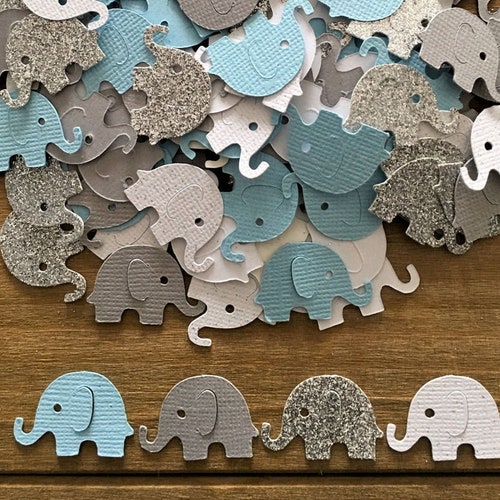 Blue and Gray Elephant Confetti Elephant Die Cut It's a Etsy