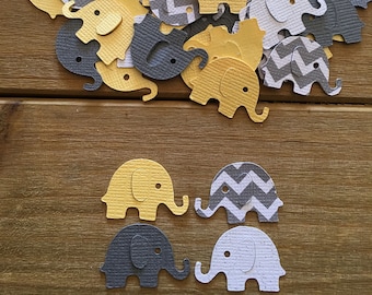 Elephant Confetti – Yellow, Gray, and White Gender Neutral Baby Shower Decorations