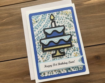 Handmade Birthday Card, Personalized Card, Birthday Cake Card, Custom Birthday Card, Card for Him, Male Birthday, Boy Birthday Card
