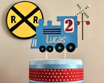 Train Cake Topper, Train decoration, Choo Choo, Train Birthday, Train party, Red Train, Blue Train, Choo Choo I&#39;m 2