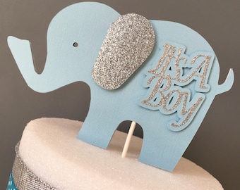 Elephant Cake Topper, Elephant Centerpiece, Elephant Baby Shower, Elephant Diaper Cake, Baby Shower, Elephant Decorations, It's a Boy, Blue