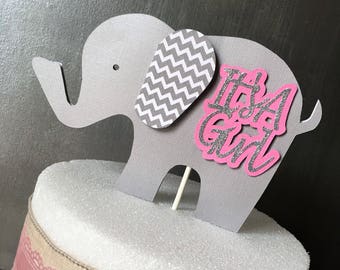 Elephant Cake Topper, Elephant Centerpiece, Elephant Baby Shower, Girl Baby Shower, Elephant Decorations, It's a Girl, Bright Pink