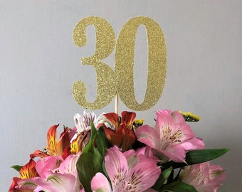 Glitter Number Centerpiece Stick, Number Cake Topper, Birthday, Number Stick, 21st Birthday, 30th, 40th, 50th, 60th, 70th, 80th, 90th, Age