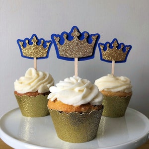 Crown Cupcake Toppers, Crown Cake Topper, Royal Baby Shower, Prince Baby Shower, Prince Birthday Party, It's a boy, prince crown cupcake