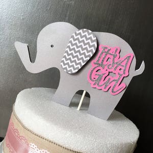 Elephant Cake Topper, Elephant Centerpiece, Elephant Baby Shower, Girl Baby Shower, Elephant Decorations, It's a Girl, Bright Pink