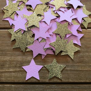 100 Pink and Gold Star Confetti, It&#39;s a Girl, star decoration, star baby shower, Twinkle twinkle, star is born, star birthday, Pink and Gold