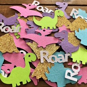 Dinosaur Confetti, Dinosaur die cut, Dinosaur decoration, Dinosaur baby shower, T-Rex, Dinosaur party, Pink Dinosaur, Dinosaur Birthday Girl