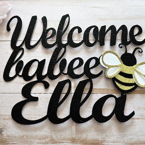 Welcome Babee Cake Topper, Baby shower cake topper, Bee Baby Shower, Bee Party, Bumble Bee, Mommy to Bee, What will it Bee, Personalized