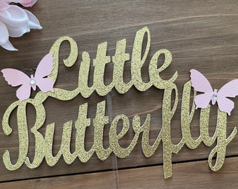 Glitter Little Butterfly Cake Topper: Baby Shower Decoration