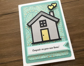 Personalized Handmade New Home Card, New House Card, Congrats New Home, Pretty New Home, Housewarming Card, Moving Card, First Home Card