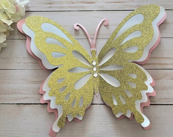12 Inch Glitter Butterfly Wall Decor: 3D Baby Shower Nursery Decoration
