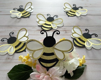 Set of 6 3D Bees, Large Bees, Bee Baby Shower, Bee Nursery, Wall decor, Bee Party, Bumble Bee, Mommy to Bee, What will it Bee, Gender Reveal