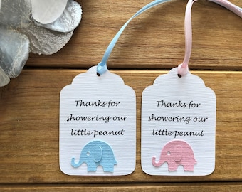 Elephant Baby Shower Favor Tags, Custom Little Peanut Tags
