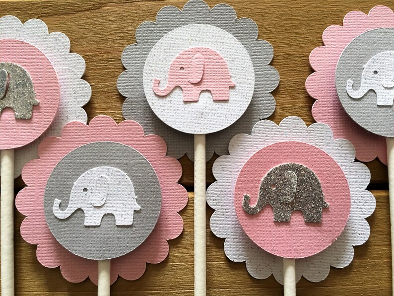 12 Elephant Cupcake Toppers Elephant Cake Topper Elephant Etsy