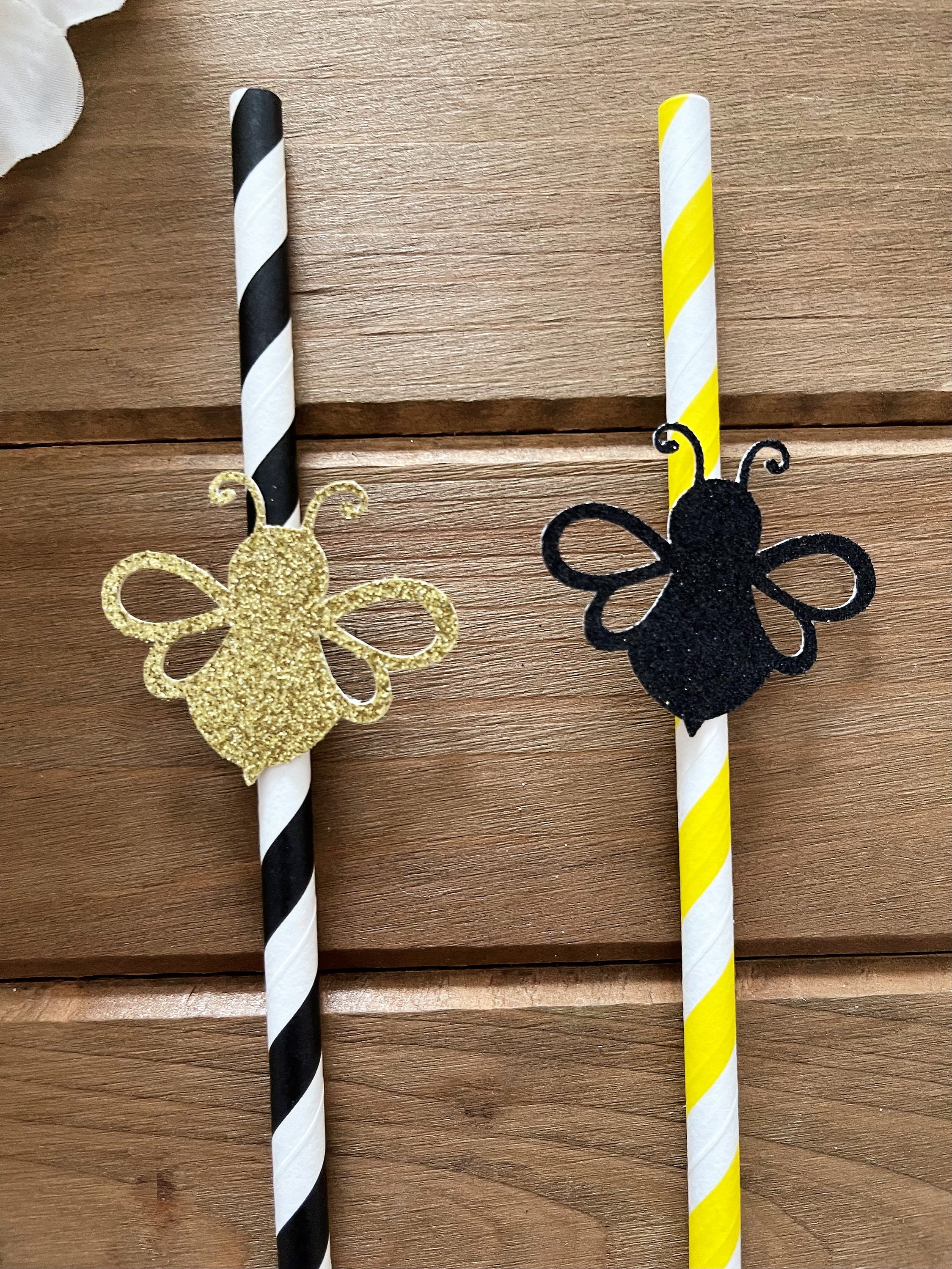 10 Bumble Bee Paper Straws Bee Baby Shower Bee Nursery Bee Etsy