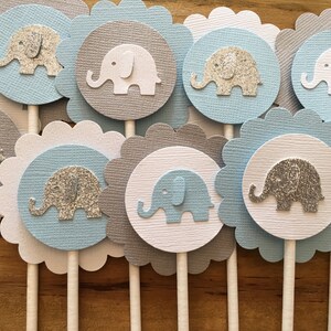 Blue and Gray Elephant Confetti, Elephant die cut, It's a Boy, elephant decoration, elephant baby shower, baby shower confetti, boy image 6