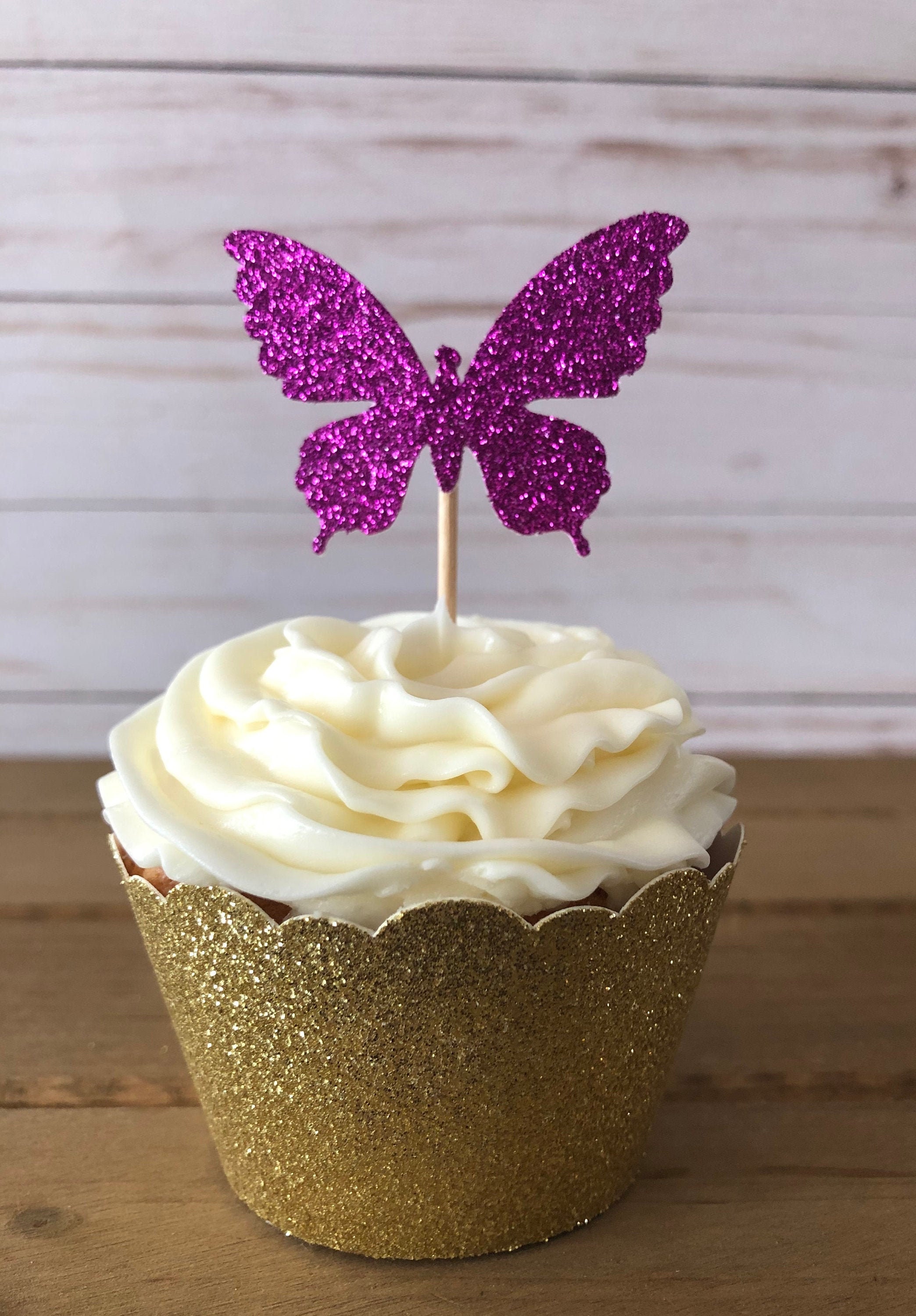 Glitter Butterfly Cupcake Toppers Butterfly Cake Butterfly Etsy