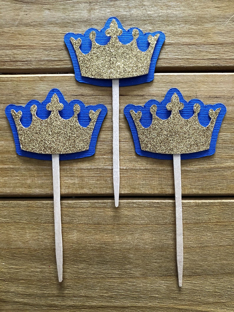 Crown Cupcake Toppers Crown Cake Topper Royal Baby Shower Etsy