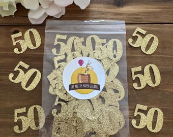 Glitter 50 Confetti: Party and Table Decorations - Birthday Celebration - Anniversary (50 ct)