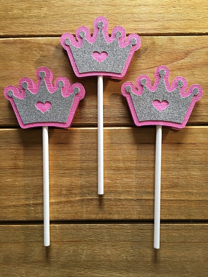 12 Princess Crown Cupcake Toppers Crown Cake Topper Princess Etsy