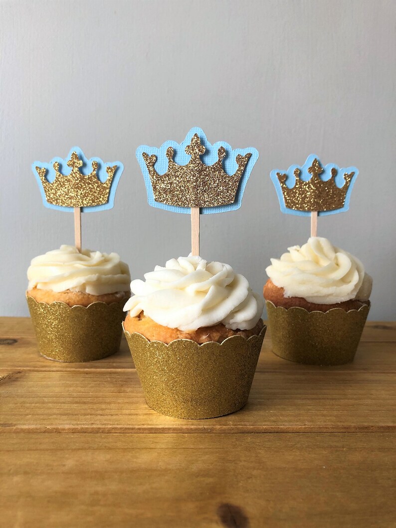 Crown Cupcake Toppers Crown Cake Topper Royal Baby Shower Etsy