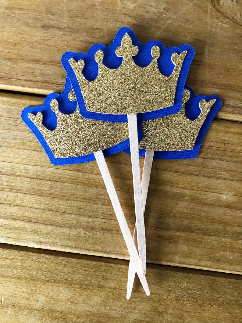 Crown Cupcake Toppers Crown Cake Topper Royal Baby Shower Etsy