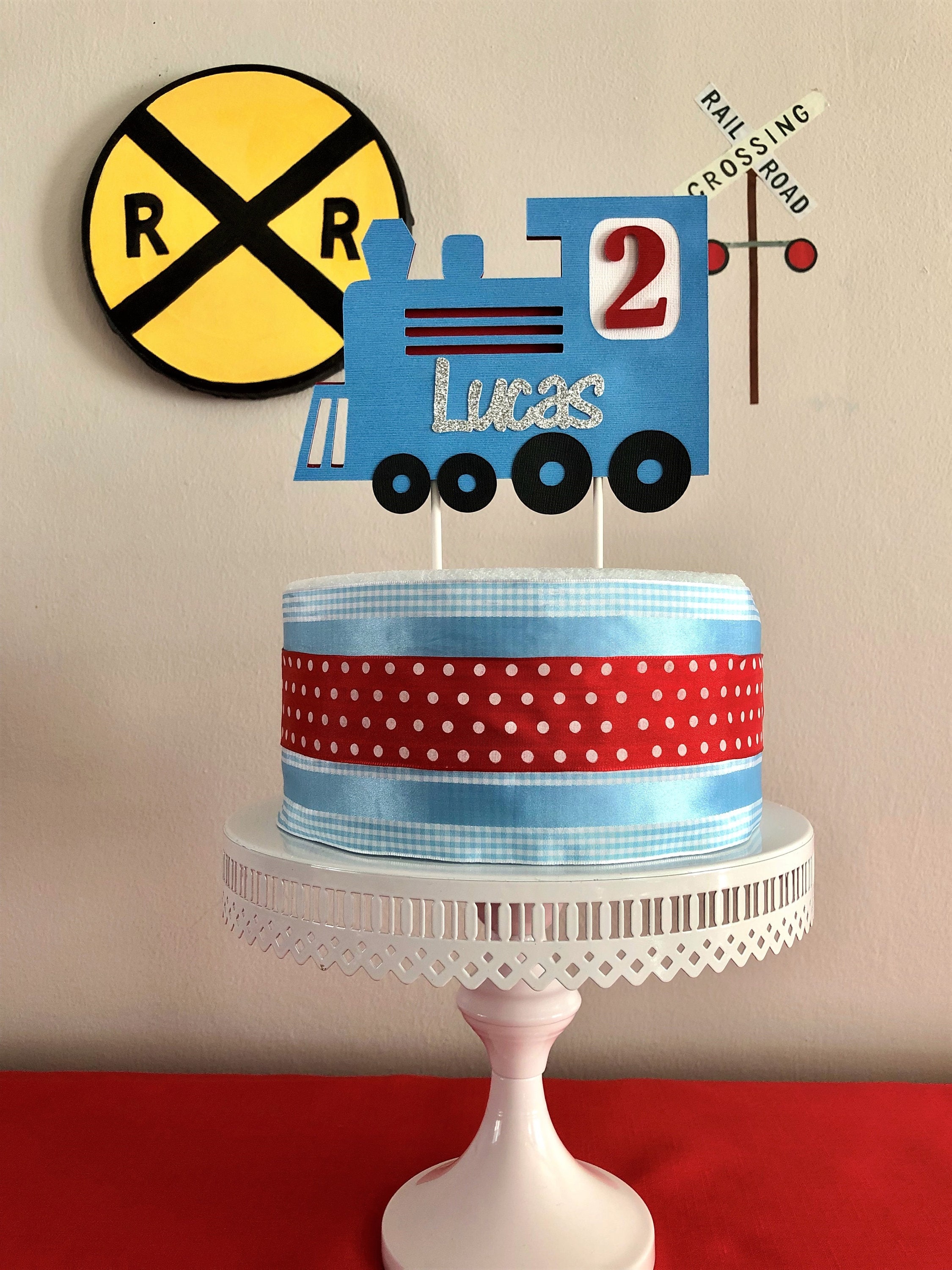 Personalized Train Cake Topper, Custom Name, Red or Blue - Etsy Israel, image size:2250x3000
