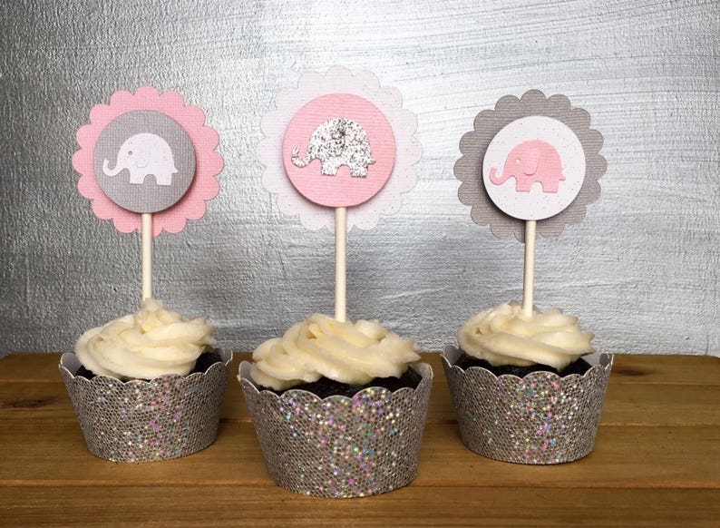 12 Elephant Cupcake Toppers Elephant Cake Topper Elephant Etsy